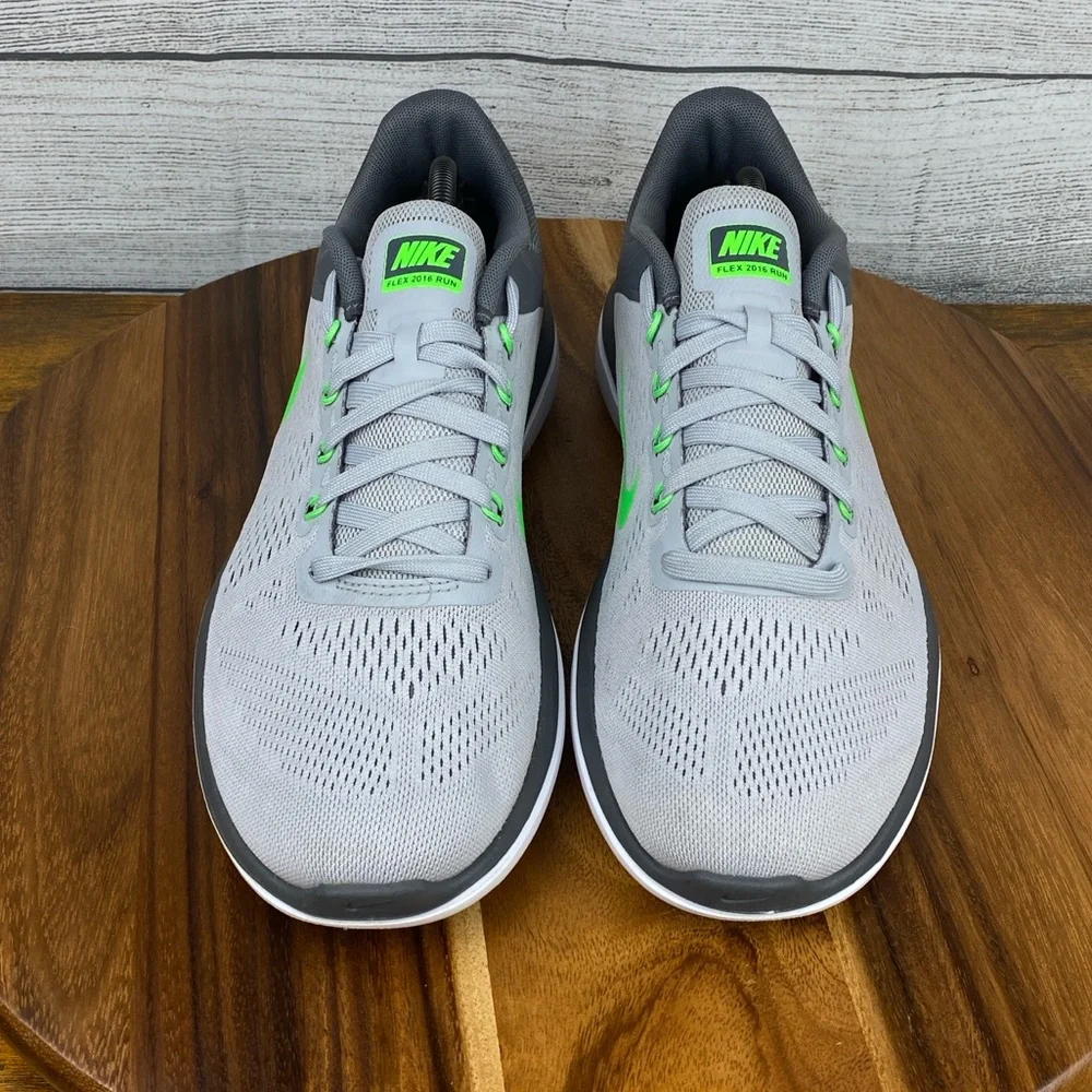 Nike Flex 2016 RN Gray Lime Green Trainer Running Shoe 830369-008 Men’s Size 11